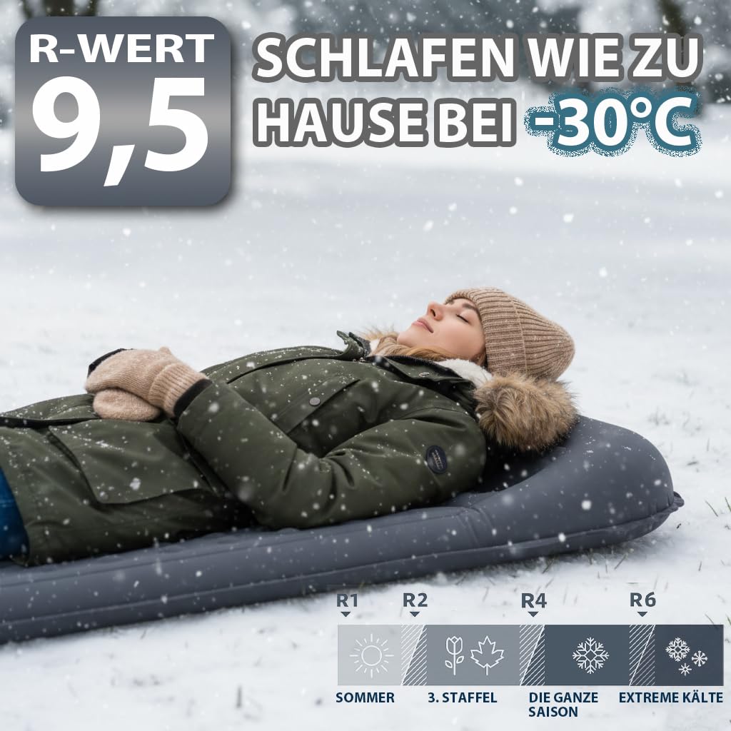 Isomatte Camping R-Wert 9,5 mit Kissen Memory Foam 195x70,5 cm - Bild 2