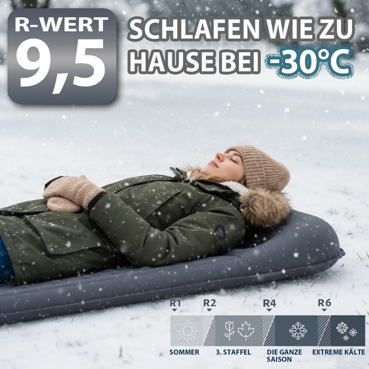 Isomatte Camping R-Wert 9,5 mit Kissen Memory Foam 195x70,5 cm - Bild 2