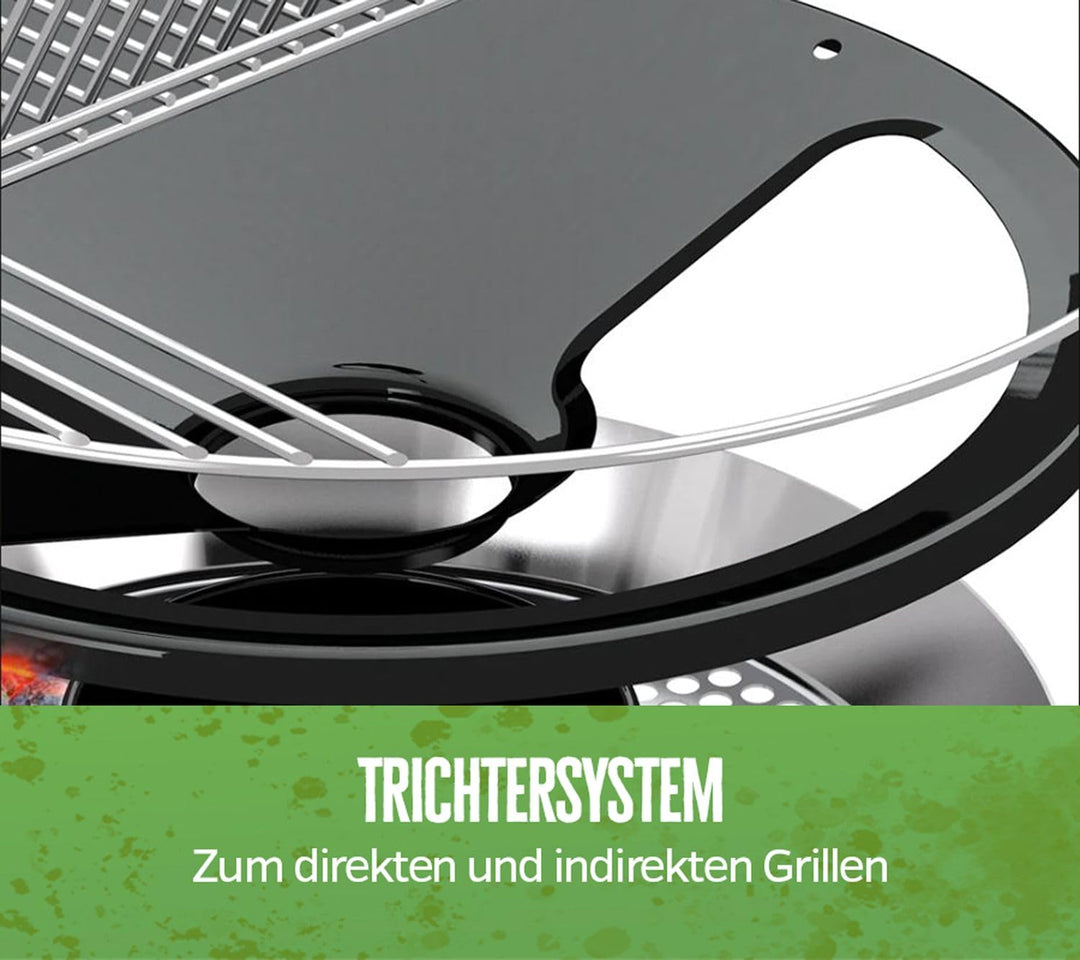 Holzkohle-Kugelgrill 480 C schwarz mit Slide-Trichter &amp; Smoker-Funktion - Bild 3