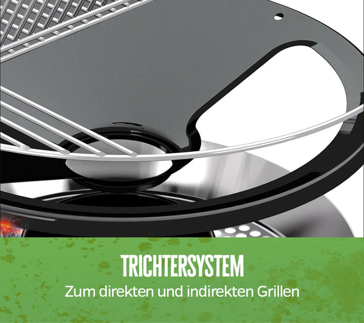 Holzkohle-Kugelgrill 480 C schwarz mit Slide-Trichter &amp; Smoker-Funktion - Bild 3