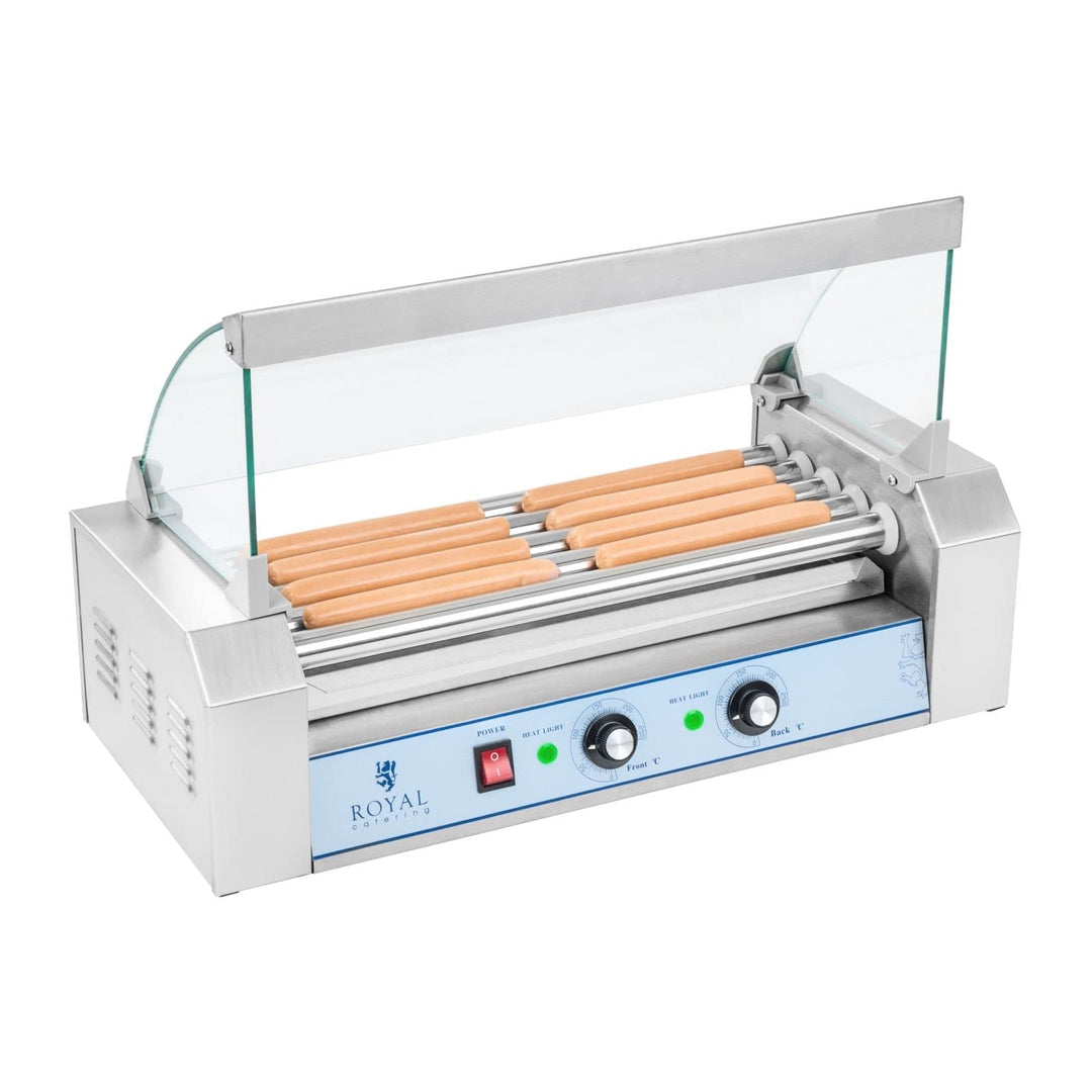 Hot Dog Grill Edelstahl 5 Rollen 8 Würstchen 850 W 2 Heizzonen