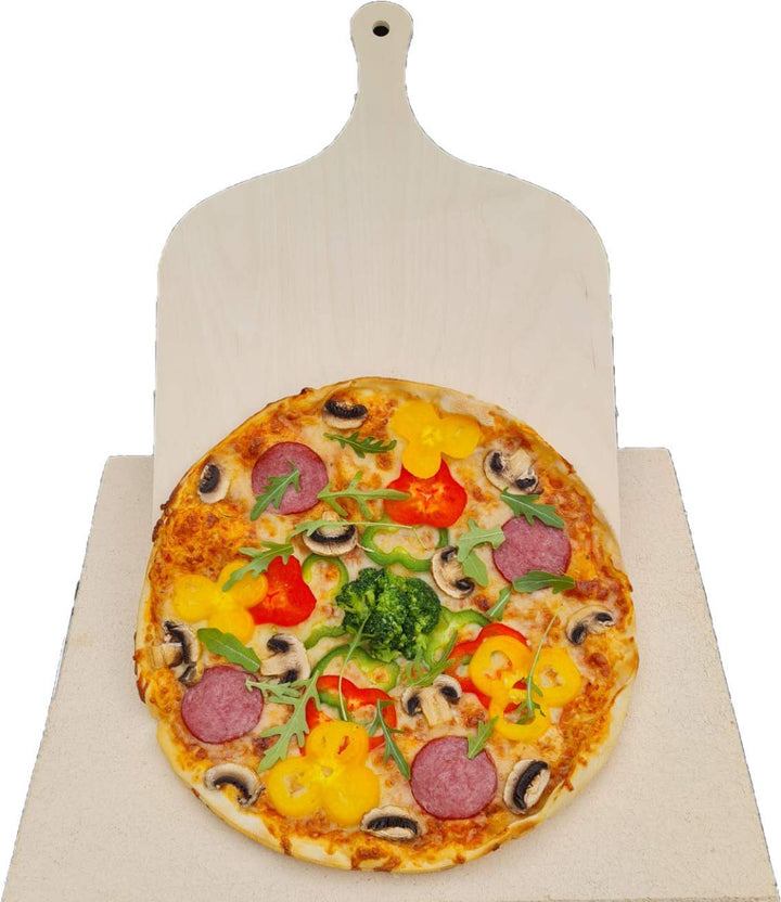 Pizzastein Schamotte 40x30x2,5 cm mit Holzschieber für Backofen &amp; Grill - Bild 4