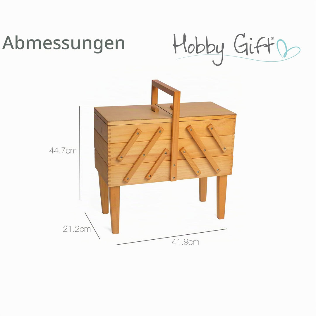Nähkasten Holz 3 Ebenen mit Beinen für Nähzubehör - Bild 4