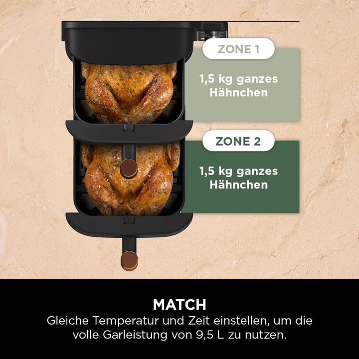 Heissluftfritteuse 9,5 L mit 2 Schubladen 4 Garebenen Schwarz/Kupfer - Bild 8