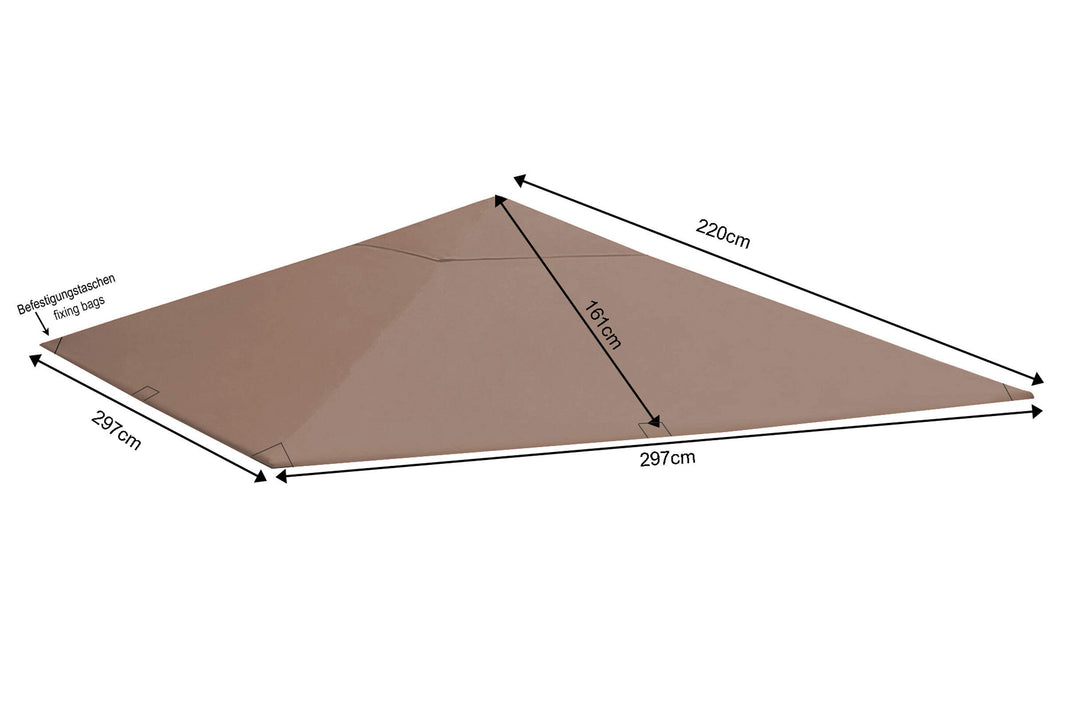 Pavillon Ersatzdach 3x3m Polyester wasserabweisend Taupe - Bild 2