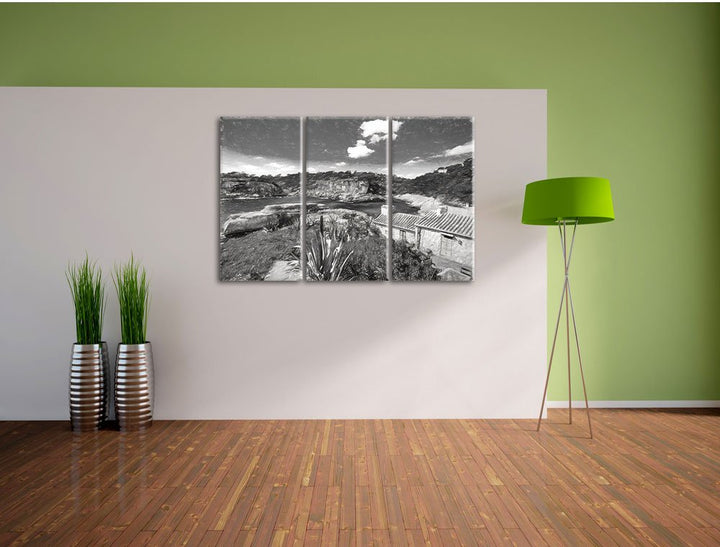 Leinwandbild 3-teilig Ferienhaus Spanische Küste Kohle-Effekt 120x80cm - Bild 3