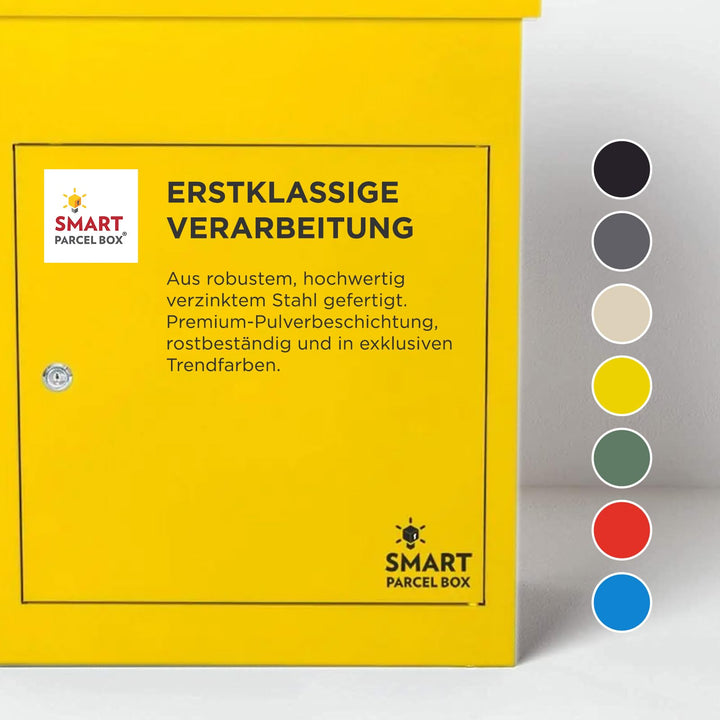 Paketbriefkasten Stahl wetterfest Grösse M mit Rückholsperre, Gelb - Bild 7