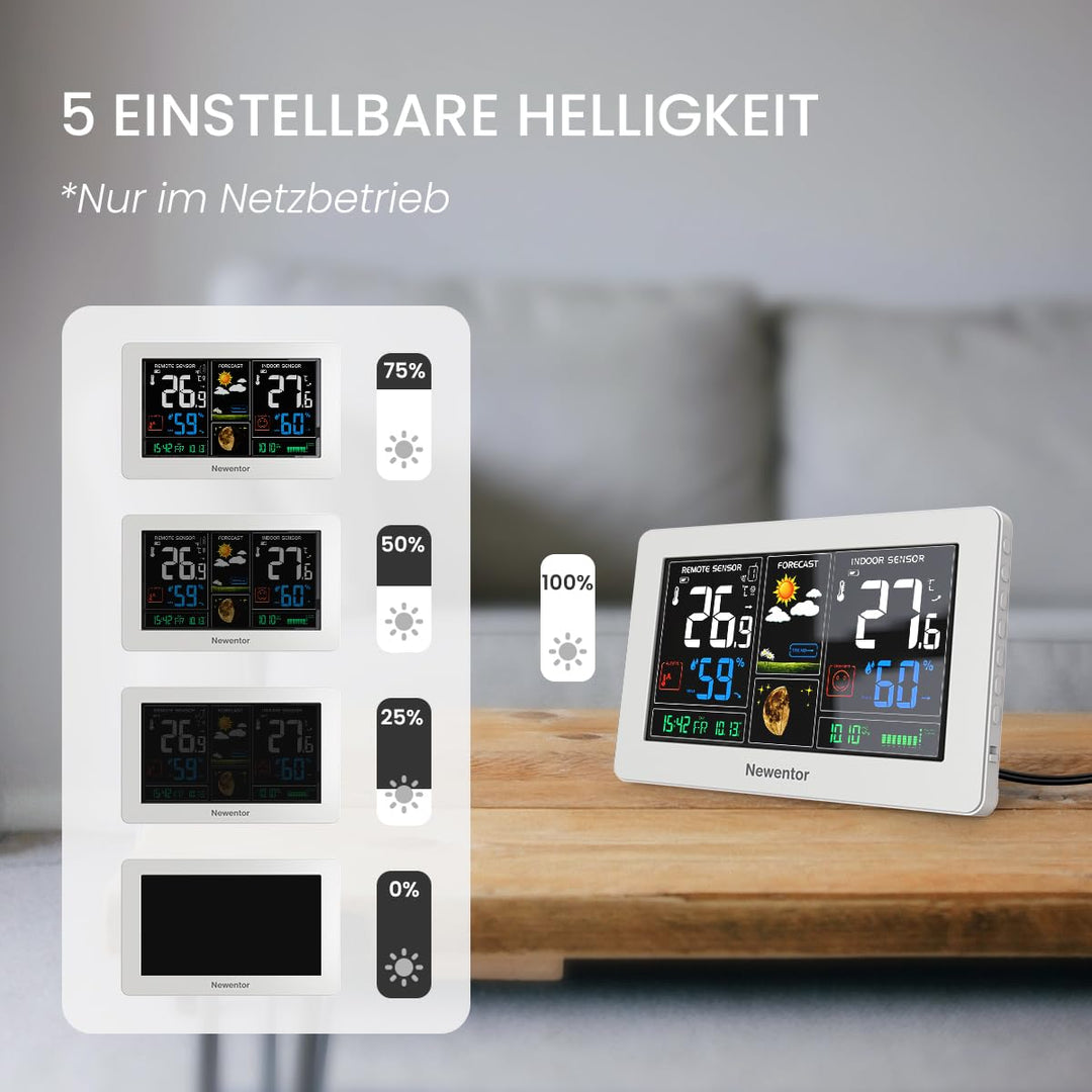 Wetterstation Funk mit Aussensensor Farbdisplay Innen Aussen - Bild 5