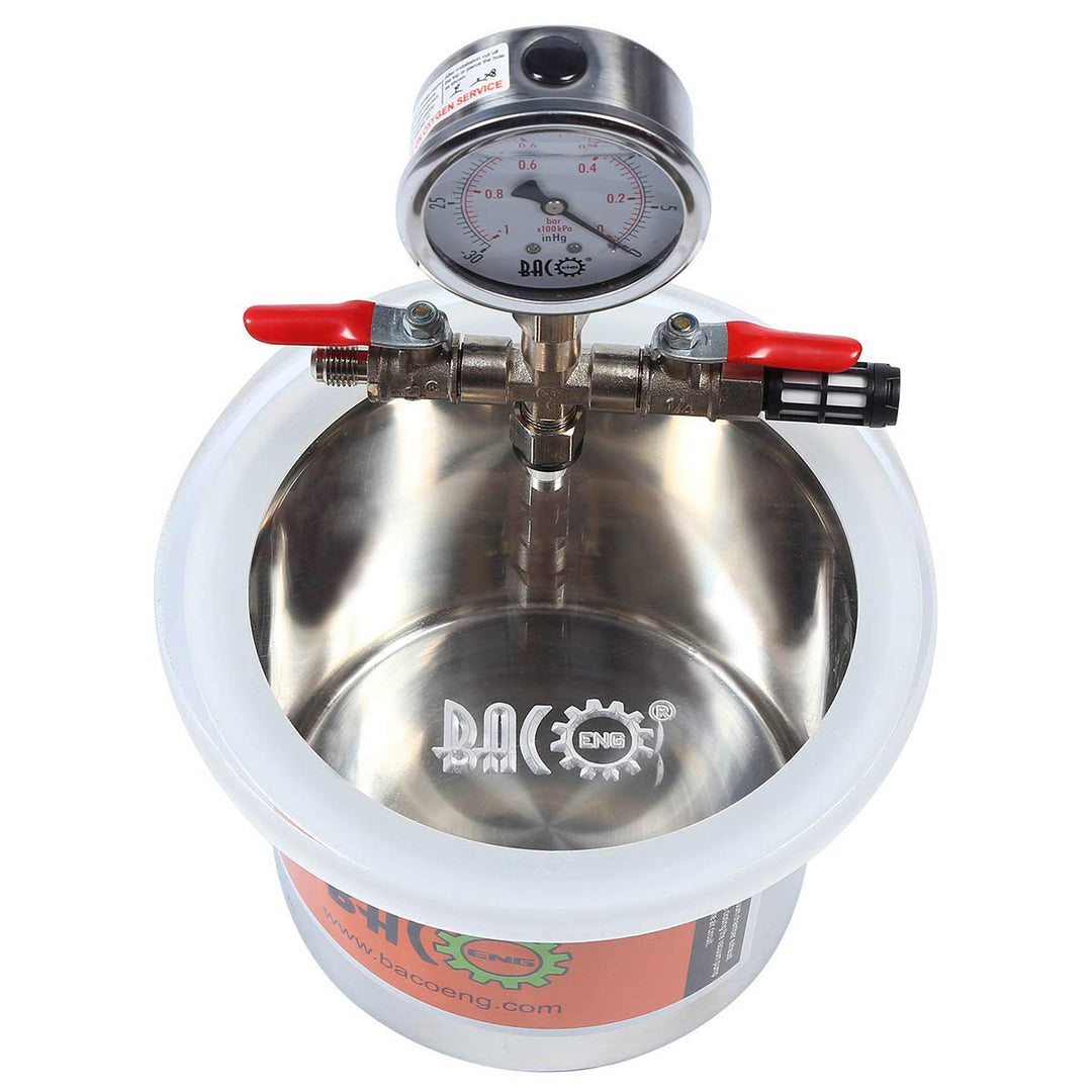 Vakuumkammer Edelstahl 6,8 L mit Manometer und Silikonmatte - Bild 3