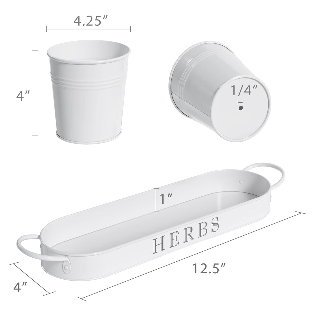 Kräutertopf-Set 3er Metall mit Tablett für Küche und Fensterbank - Bild 7