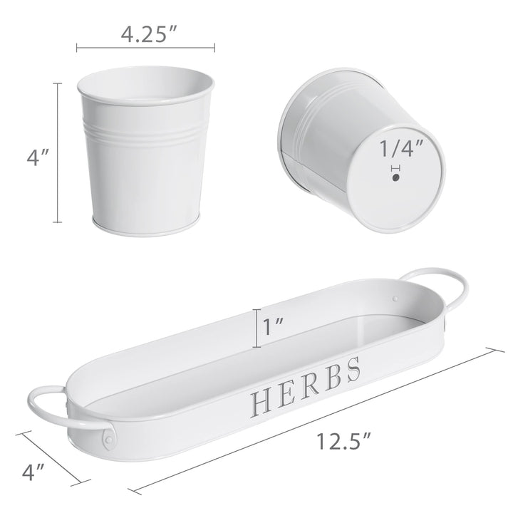 Kräutertopf-Set 3er Metall mit Tablett für Küche und Fensterbank - Bild 7