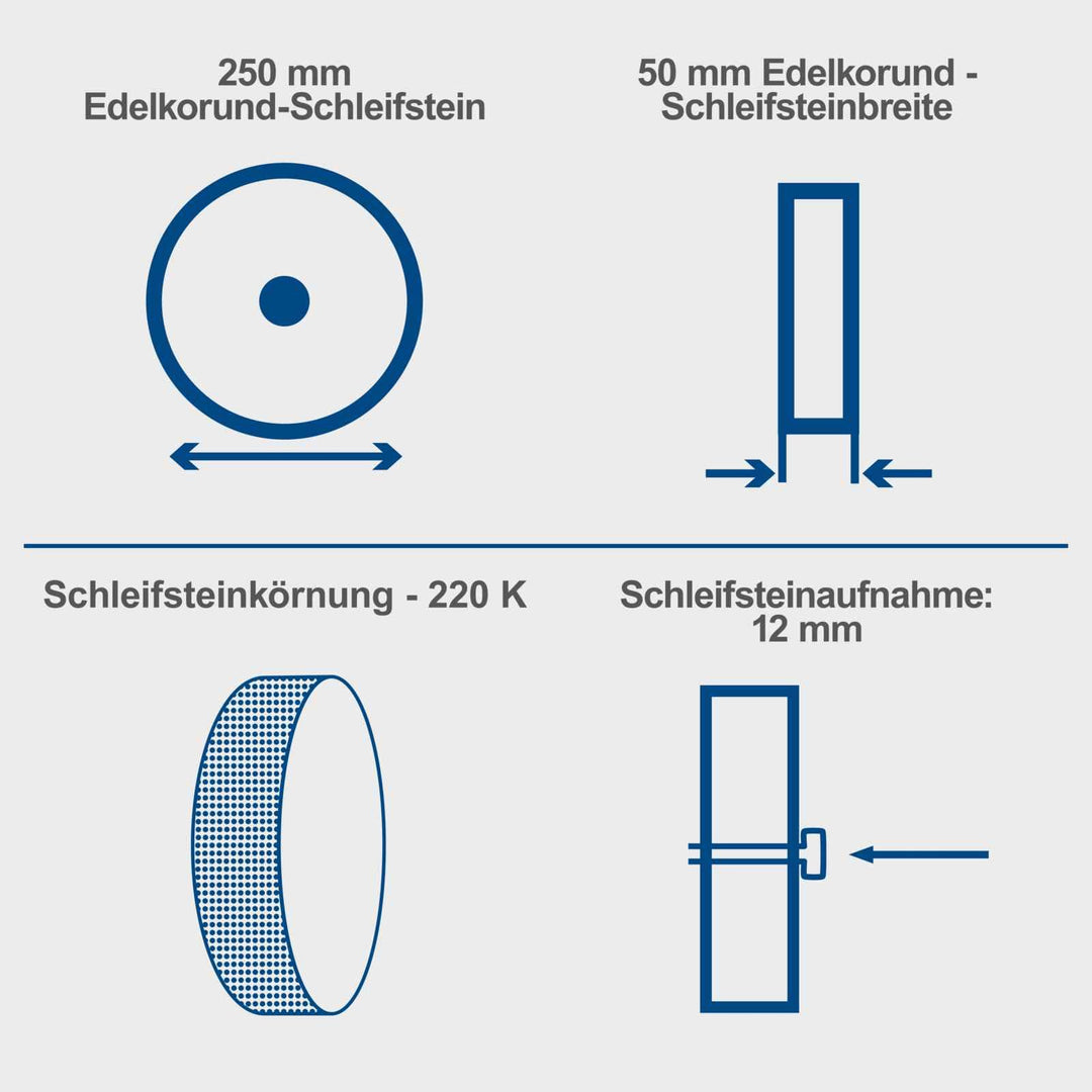 Nass-Schleifmaschine 200W Korundstein Ø250mm mit Abziehscheibe - Bild 3