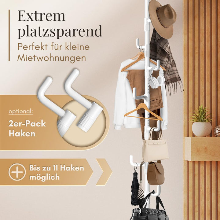 Garderobenständer Teleskop Metall 110–310 cm mit 5 Haken höhenverstellbar - Bild 7