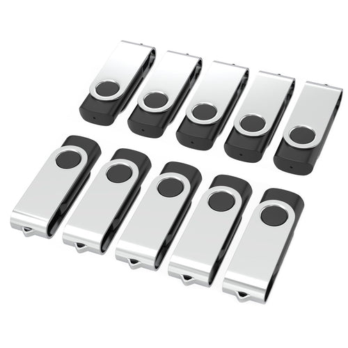 USB-Stick 16GB USB 2.0 Schwarz 10er-Set mit Schlüsselanhänger