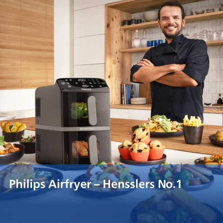Heissluftfritteuse Doppelkorb 10 L mit 13 Garmethoden, stapelbar - Bild 4