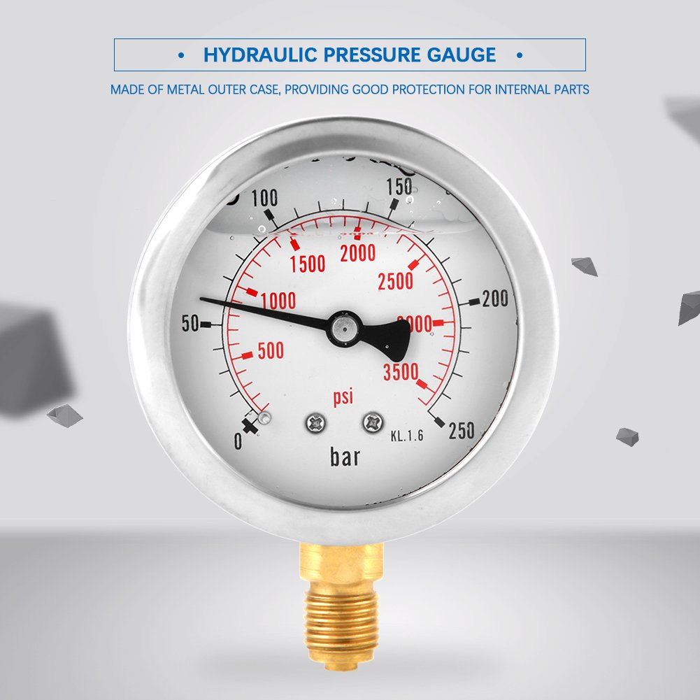 Manometer 0-250 Bar / 0-3750 PSI G1/4 63mm Zifferblatt Hydraulik - Bild 7