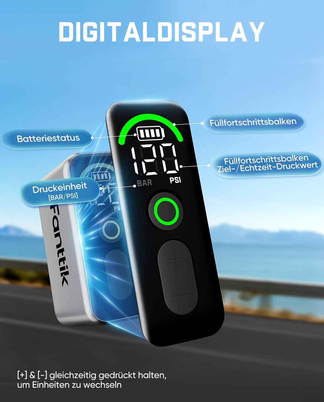 Mini Elektro-Fahrradpumpe mit LCD-Display 700c-Reifen in 22 Sek - Bild 5