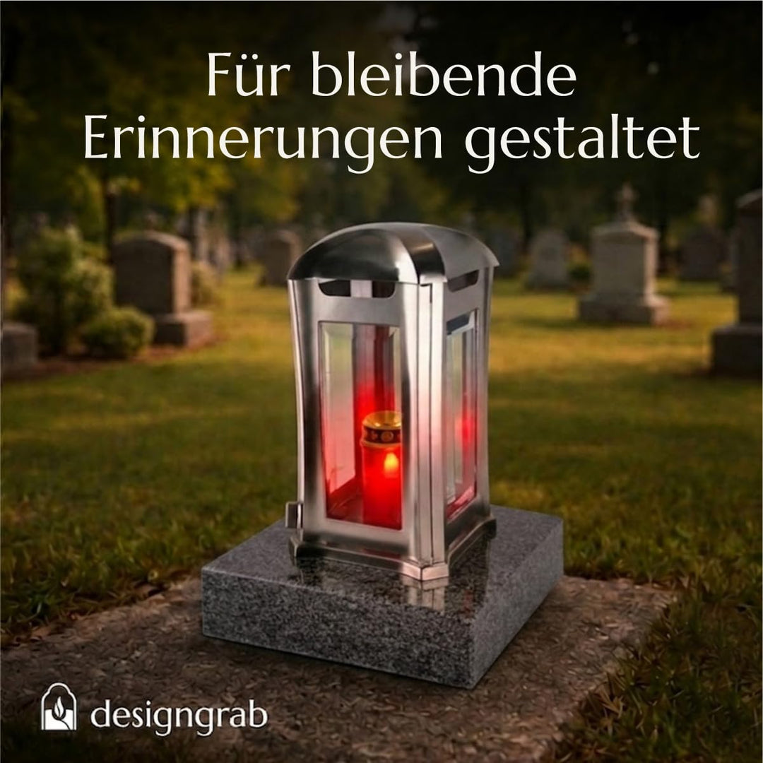 Grablampe Edelstahl gebürstet mit Granitsockel Nero Impala 13×13×24 cm - Bild 8