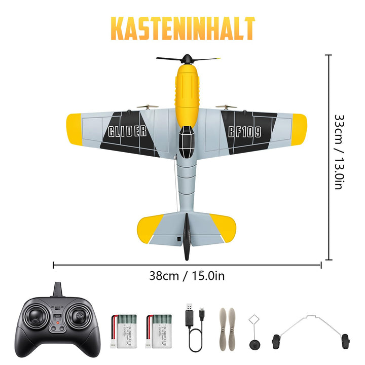 RC Flugzeug BF-109 Warbird 3-Kanal mit Gyro-Stabilisierung für Einsteiger - Bild 9