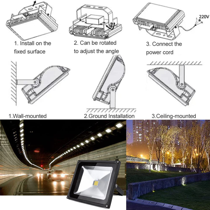 LED Fluter 50W Aussen IP65 Kaltweiß Aluminium 5er-Set - Bild 5