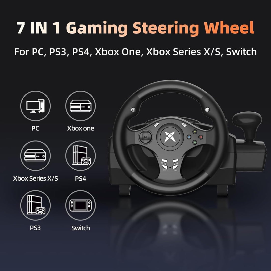 Gaming Lenkrad mit Pedalen 270° für PS4, PS3, Xbox, PC, Switch - Bild 2