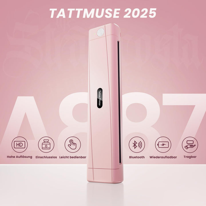 Tattoo Schablonen Drucker Bluetooth Thermaldruck Rosa 1200mAh - Bild 2