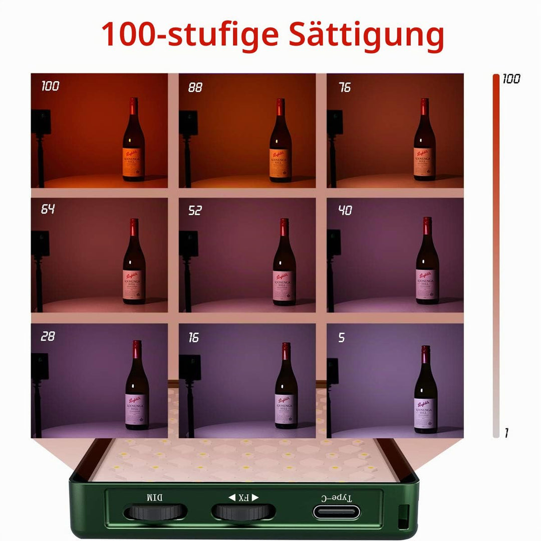 LED Videoleuchte RGB Aluminium 2500K-8500K dimmbar mit Akku - Bild 4