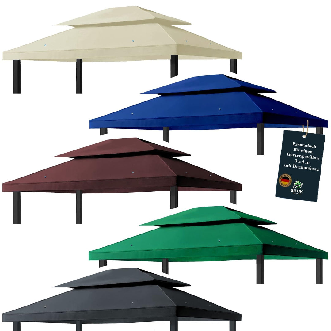 Ersatzdach Pavillon 3x4 m Anthrazit PVC 370g/m² wasserdicht