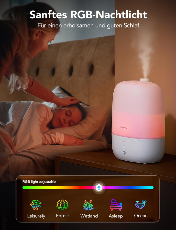 Luftbefeuchter Ultraschall 3L Top-Fill mit App-Steuerung und RGB-Licht - Bild 6