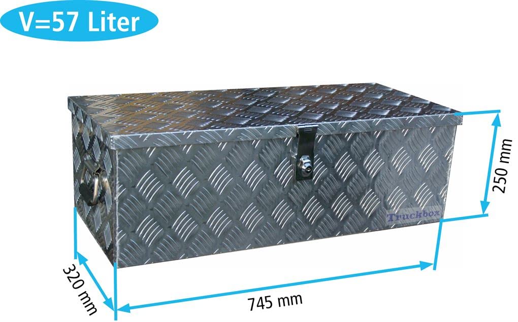 Deichselbox Aluminium Riffelblech 57 L abschliessbar fuer Anhaenger - Bild 2
