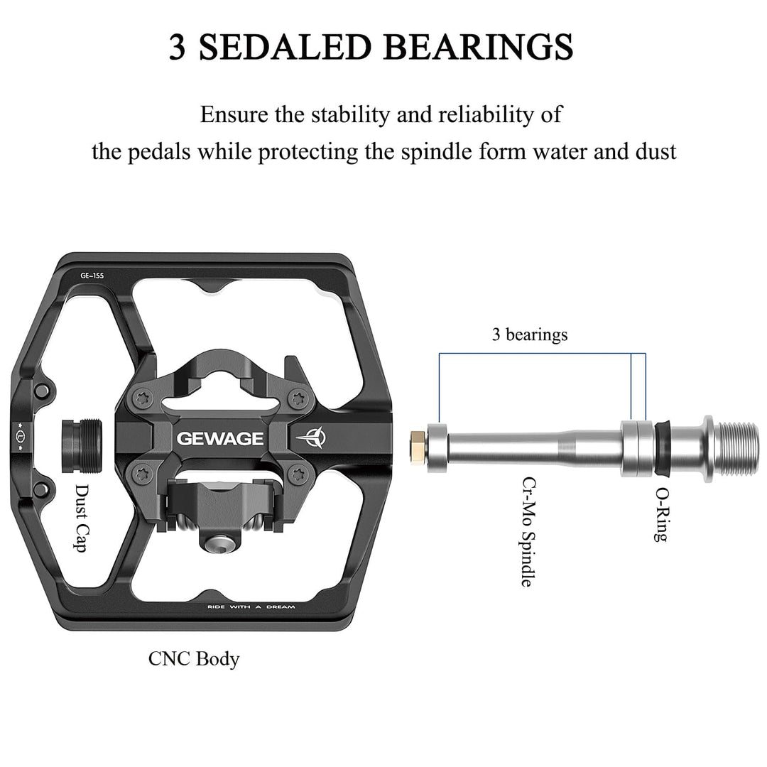 Klickpedale 2-in-1 mit breiter Plattform SPD-kompatibel MTB Gravel - Bild 4