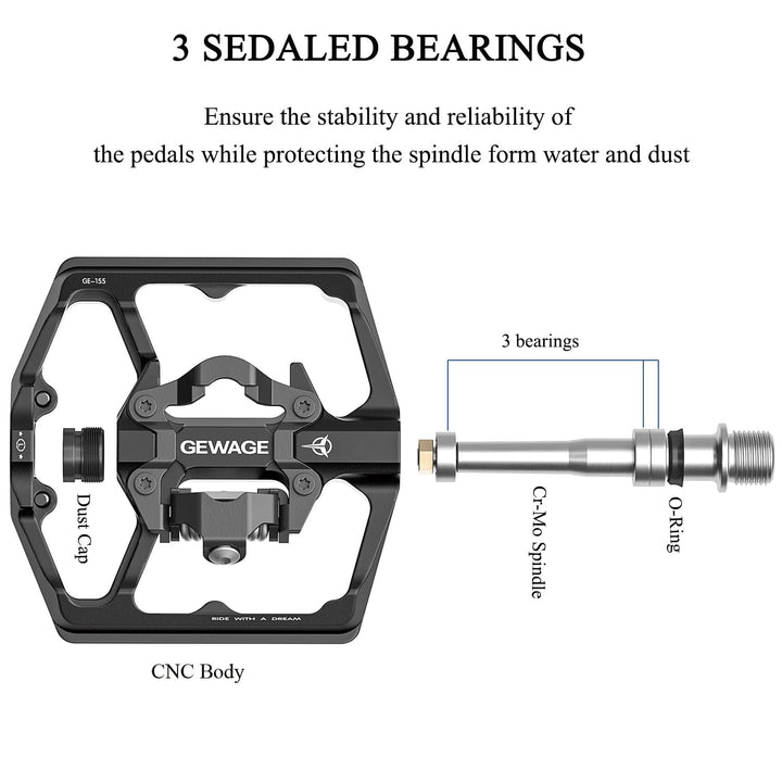 Klickpedale 2-in-1 mit breiter Plattform SPD-kompatibel MTB Gravel - Bild 4