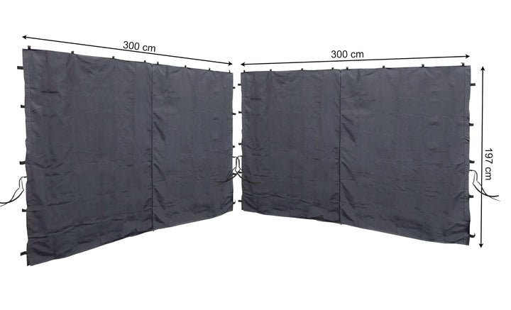 Pavillon Seitenwand 3x3m Anthrazit Polyester mit Reissverschluss 2er-Set - Bild 2