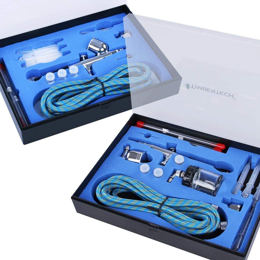 Airbrush-Set Double-Action 2 Pistolen 0,2–0,5 mm Düsen Profi-Set
