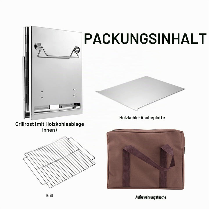 Camping-Holzofen Edelstahl 304 klappbar mit Grillnetz und Tasche - Bild 9