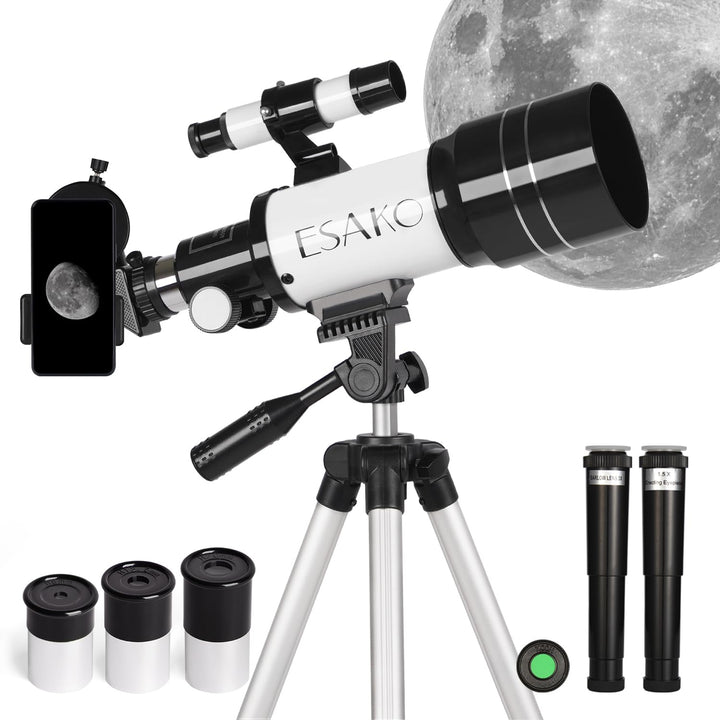 Linsenteleskop 70mm Blende mit Stativ fuer Kinder &amp; Einsteiger