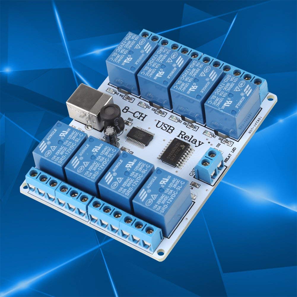 8-Kanal USB Relais Modul DC 12V Typ-B fuer Automation und Robotik - Bild 2