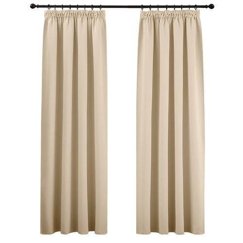 Verdunkelungsvorhänge Beige Kräuselband 2er-Set 140x245 cm Polyester