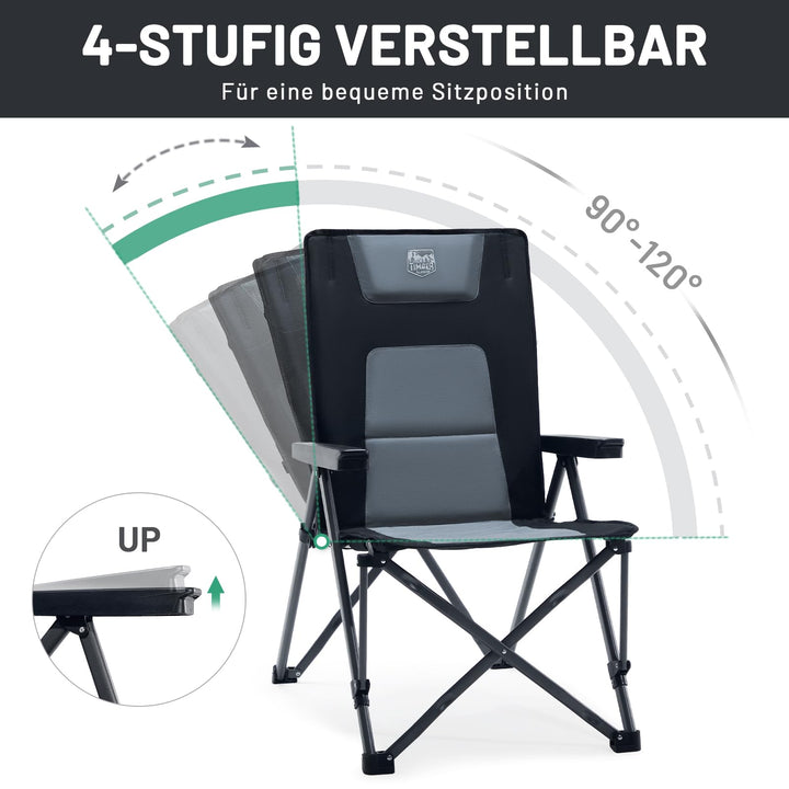 Campingstuhl faltbar 260 kg Stahl 4-fach verstellbar mit Tragetasche - Bild 4
