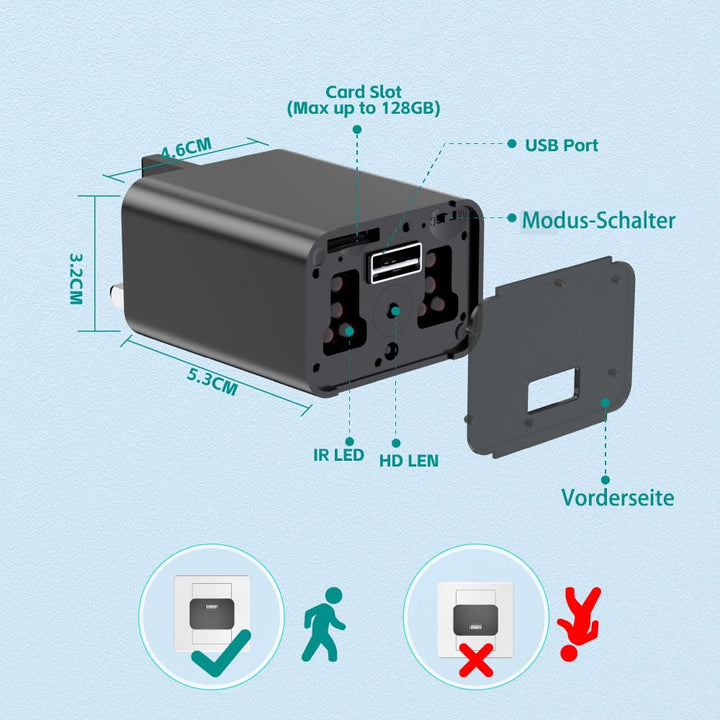 Mini-Überwachungskamera 1080P USB 64GB Speicher Nachtsicht Bewegungsmelder - Bild 7
