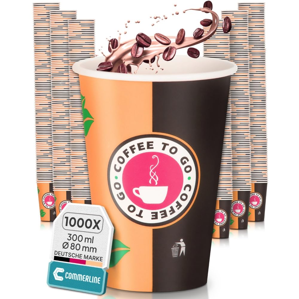 Pappbecher 300 ml Coffee to Go Einweg stapelbar 1000 Stück