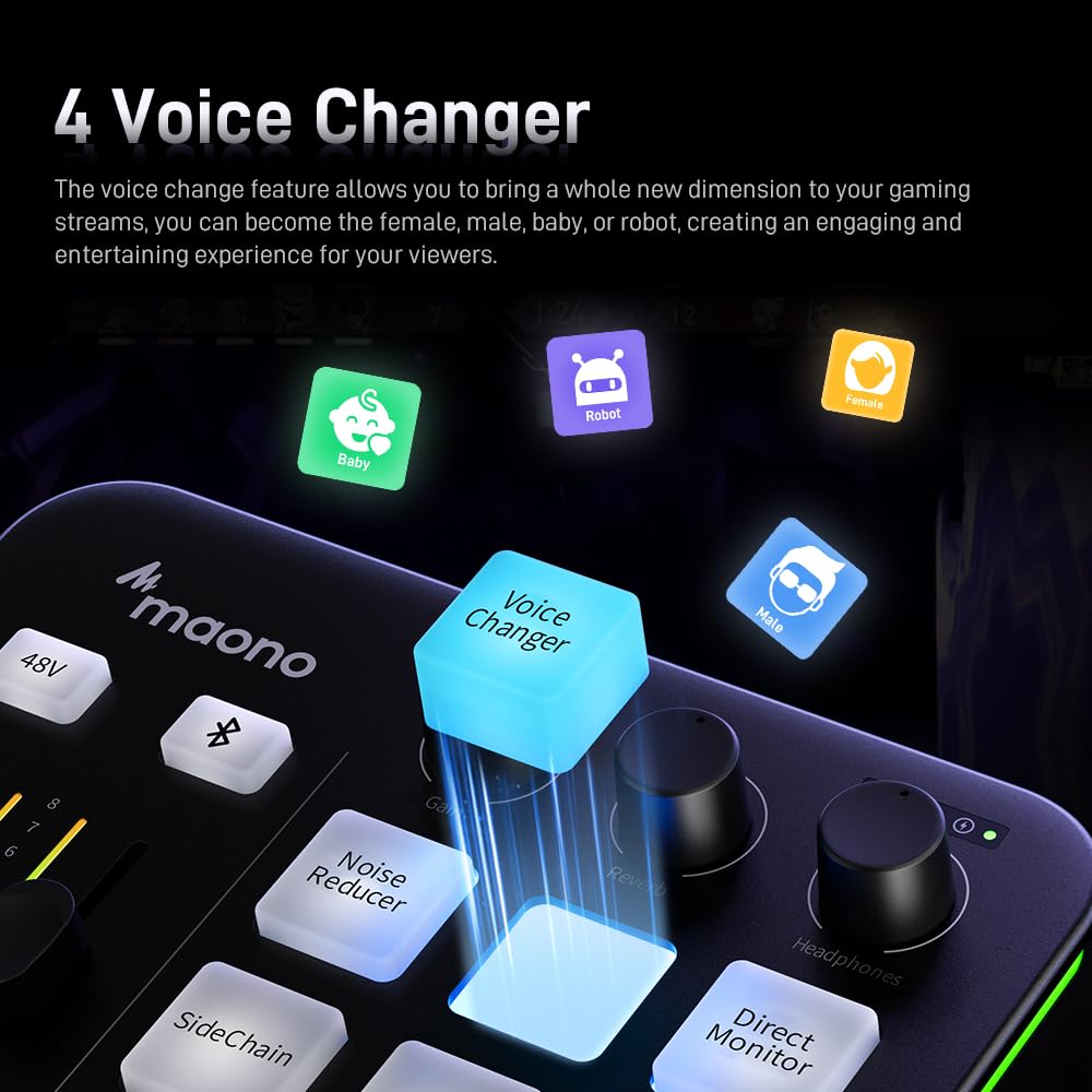 Gaming Audiomixer USB mit XLR-Eingang, 48V Phantomspeisung, RGB - Bild 3