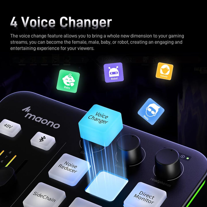 Gaming Audiomixer USB mit XLR-Eingang, 48V Phantomspeisung, RGB - Bild 3
