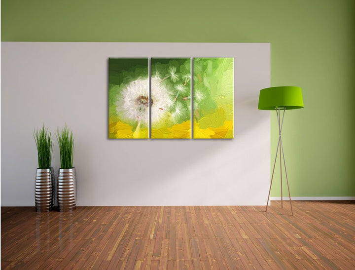 Leinwandbild 3-teilig Löwenzahn 120x80cm Keilrahmen fertig bespannt - Bild 3