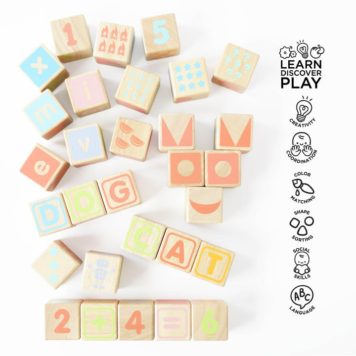 Holzbauklötze ABC Alphabet mit Tablett aus Gummibaumholz ab 12 M. - Bild 4