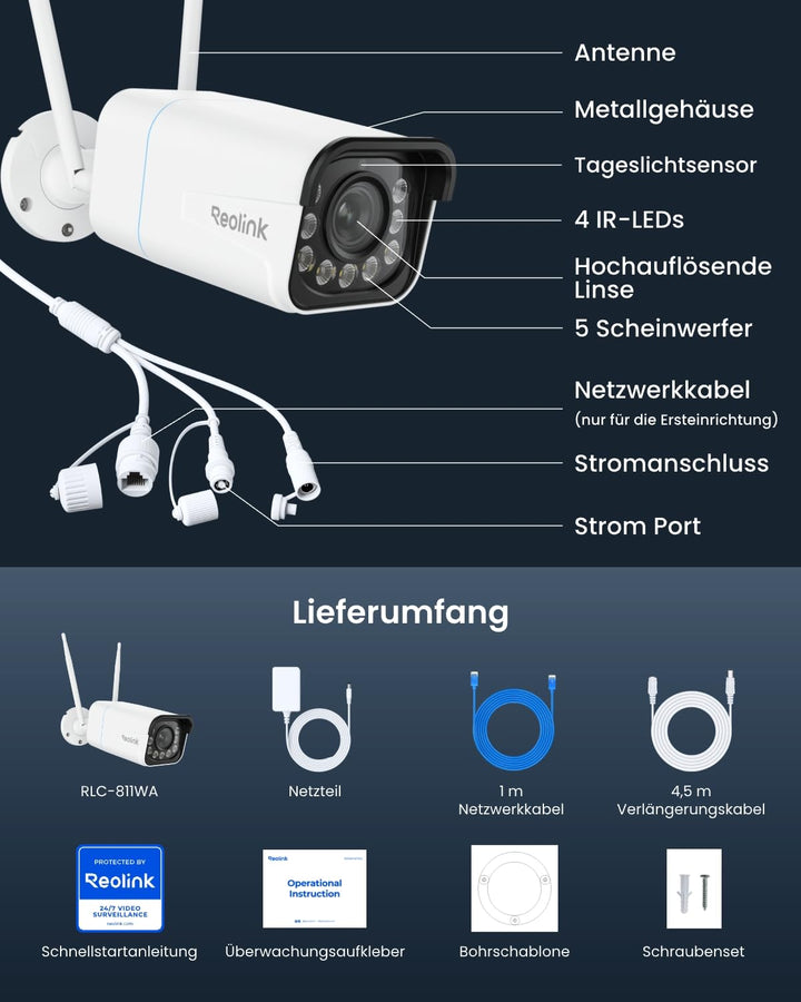 Überwachungskamera Aussen 4K 8MP WLAN mit 5x optischem Zoom - Bild 9