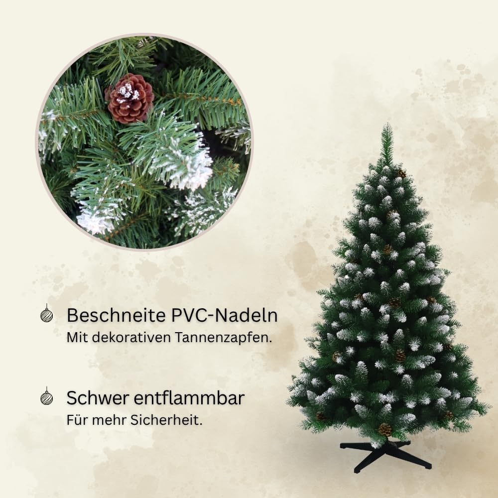 Künstlicher Weihnachtsbaum 180 cm beschneit mit Tannenzapfen - Bild 4