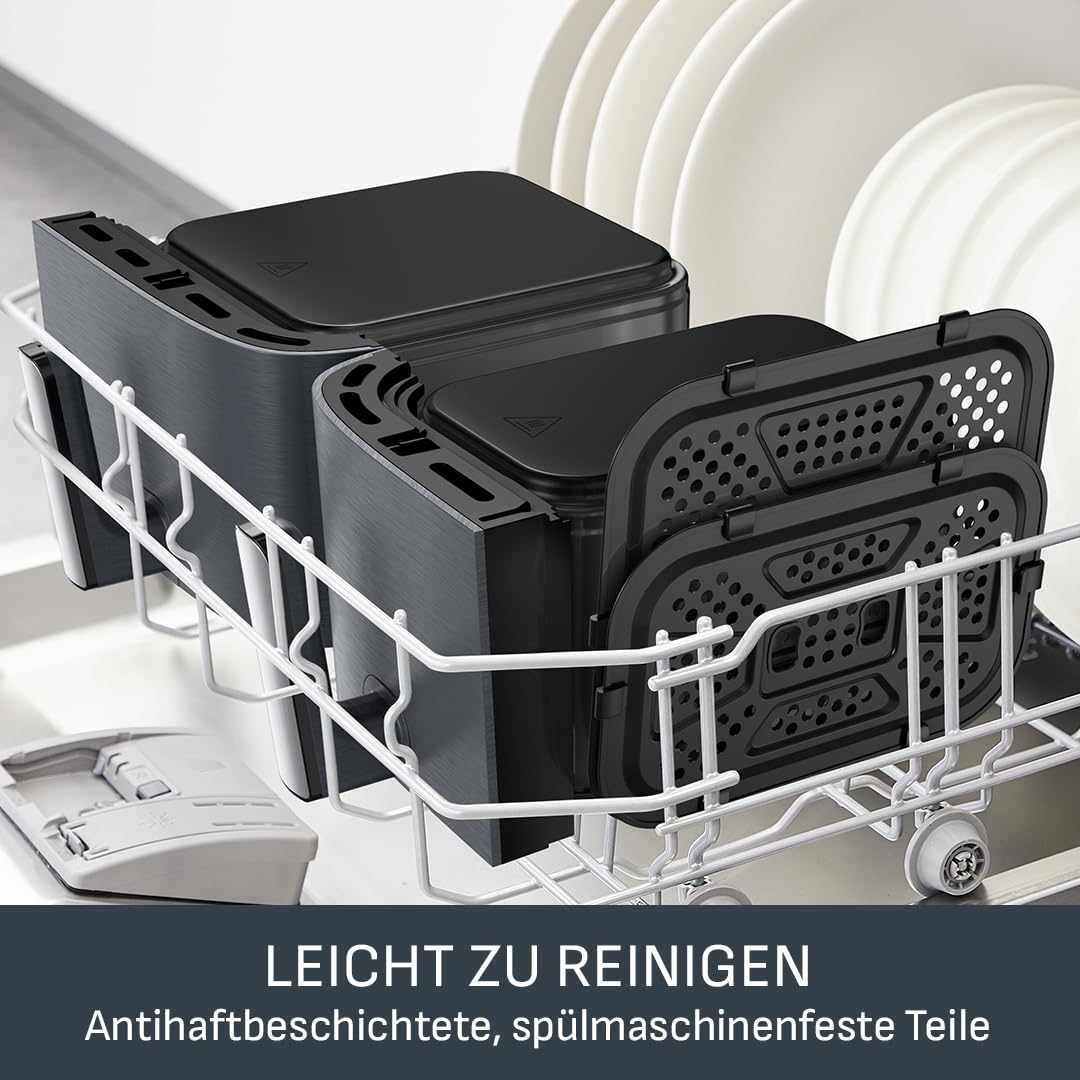 Heissluftfritteuse Doppelkammer 11 L für 8-10 Personen grau - Bild 6