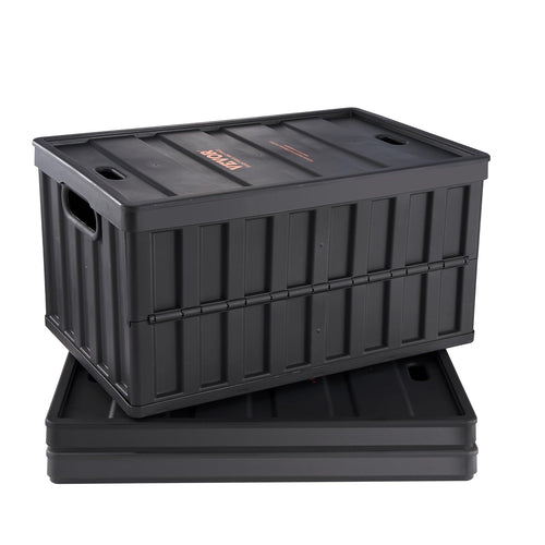 Klappbox mit Deckel 65L PP-Kunststoff Schwarz 3er-Set Transportbox