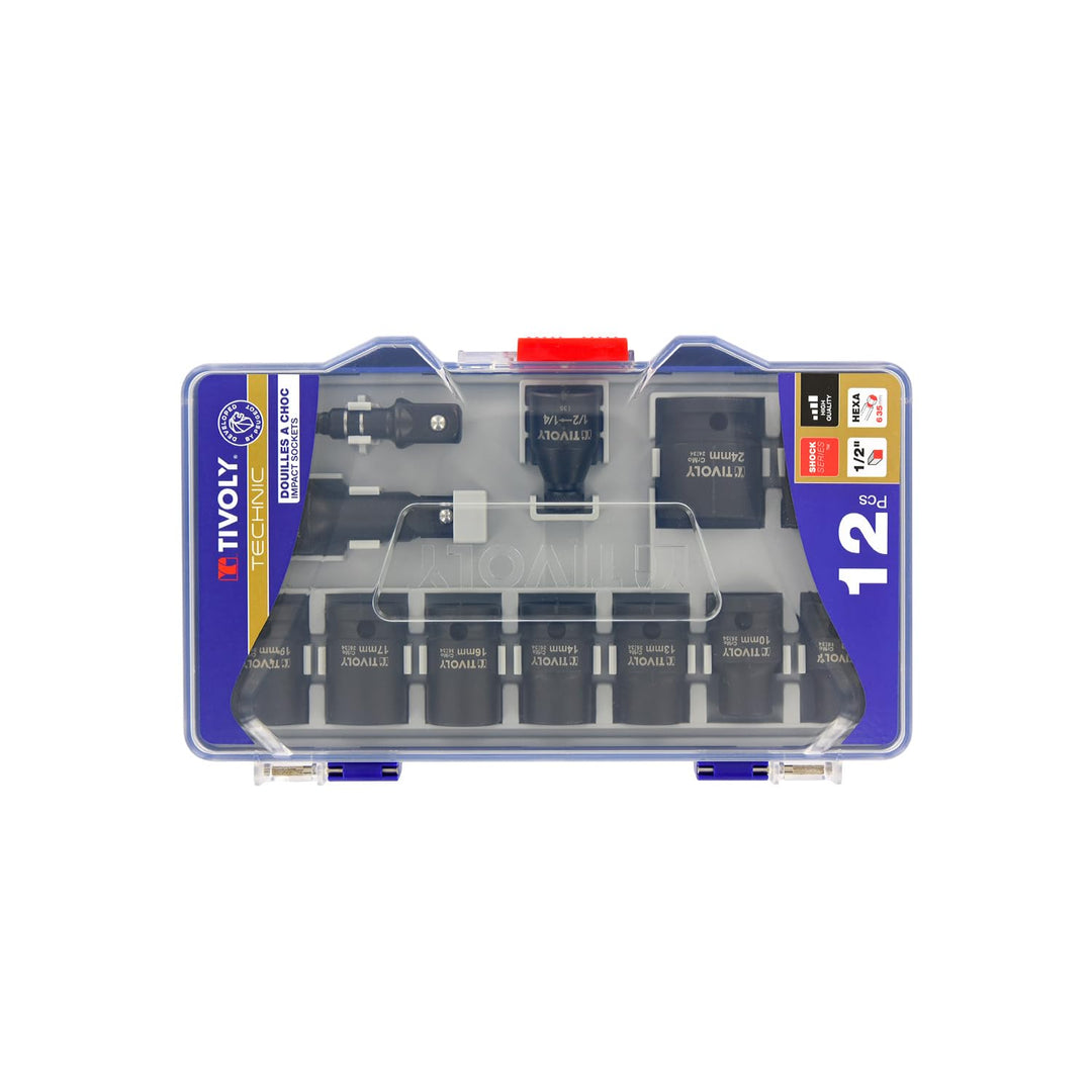 Stecknuss-Set 1/2" CrMo-Stahl 8-24 mm mit Adapter und Verlängerung